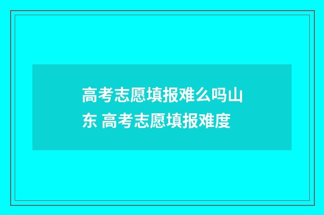 高考志愿填报难么吗山东 高考志愿填报难度