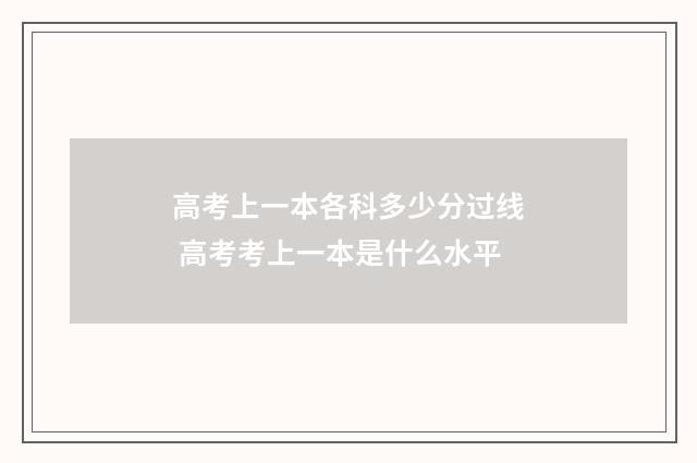 高考上一本各科多少分过线 高考考上一本是什么水平