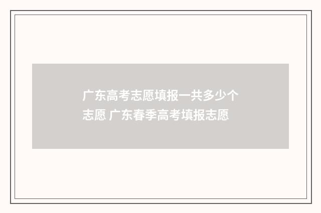 广东高考志愿填报一共多少个志愿 广东春季高考填报志愿