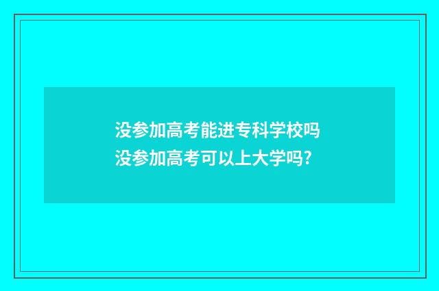 没参加高考能进专科学校吗 没参加高考可以上大学吗?