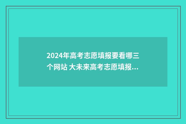 2024年高考志愿填报要看哪三个网站 大未来高考志愿填报官网