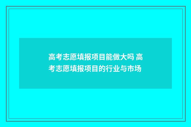 高考志愿填报项目能做大吗 高考志愿填报项目的行业与市场