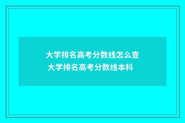 大学排名高考分数线怎么查 大学排名高考分数线本科