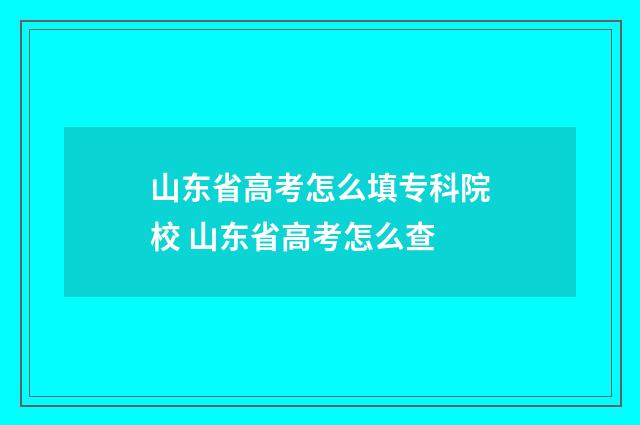 山东省高考怎么填专科院校 山东省高考怎么查