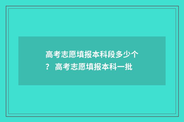 高考志愿填报本科段多少个？ 高考志愿填报本科一批