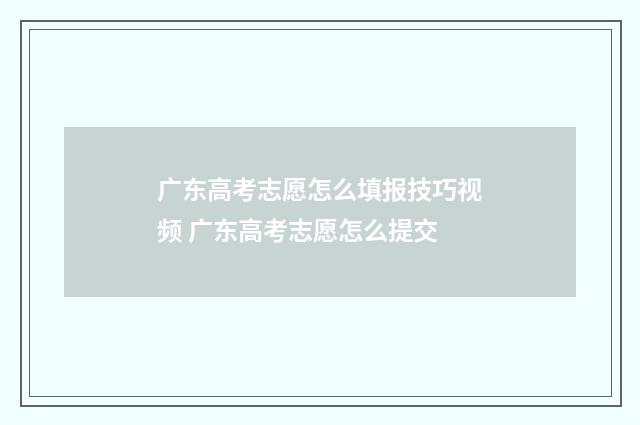 广东高考志愿怎么填报技巧视频 广东高考志愿怎么提交