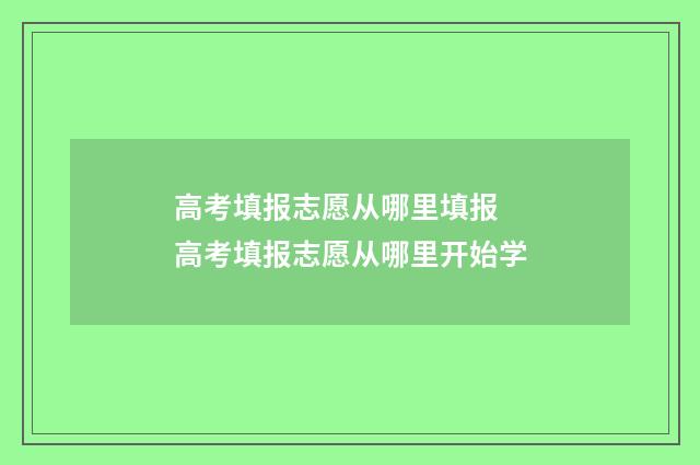 高考填报志愿从哪里填报 高考填报志愿从哪里开始学