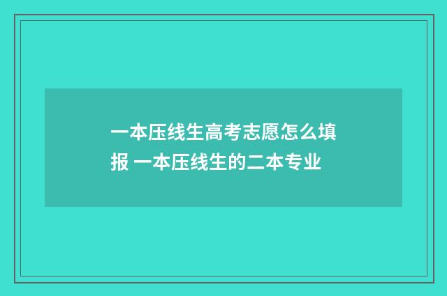 一本压线生高考志愿怎么填报 一本压线生的二本专业