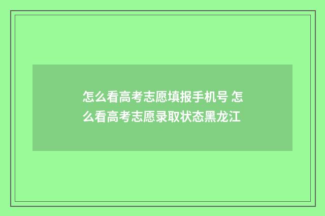 怎么看高考志愿填报手机号 怎么看高考志愿录取状态黑龙江