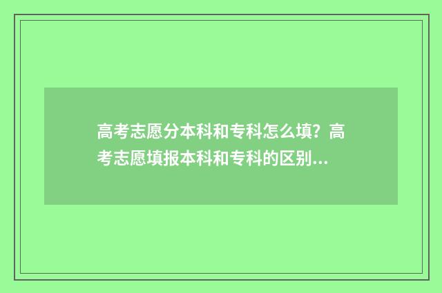 高考志愿分本科和专科怎么填？高考志愿填报本科和专科的区别 高考本科志愿录取顺序