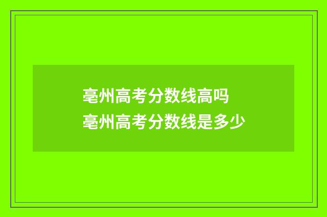亳州高考分数线高吗 亳州高考分数线是多少