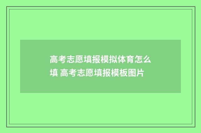 高考志愿填报模拟体育怎么填 高考志愿填报模板图片