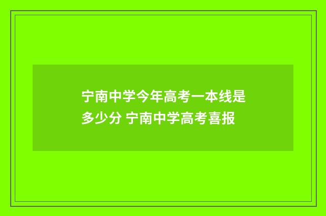 宁南中学今年高考一本线是多少分 宁南中学高考喜报