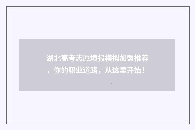 湖北高考志愿填报模拟加盟推荐，你的职业道路，从这里开始！