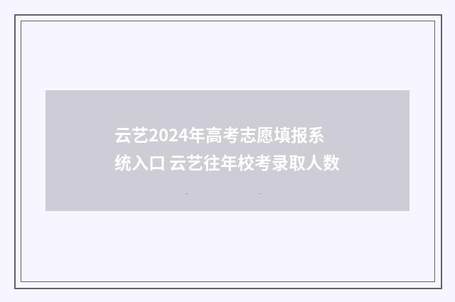 云艺2024年高考志愿填报系统入口 云艺往年校考录取人数