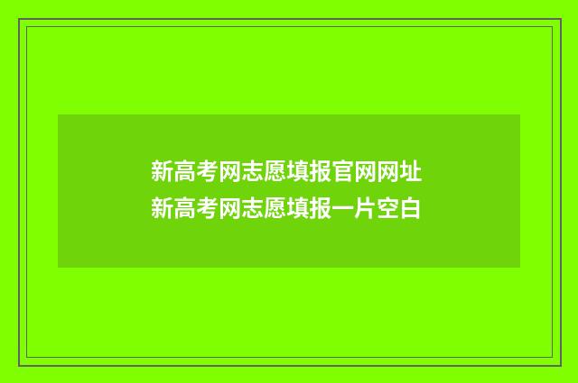 新高考网志愿填报官网网址 新高考网志愿填报一片空白