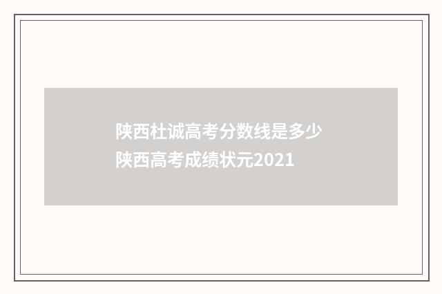 陕西杜诚高考分数线是多少 陕西高考成绩状元2021