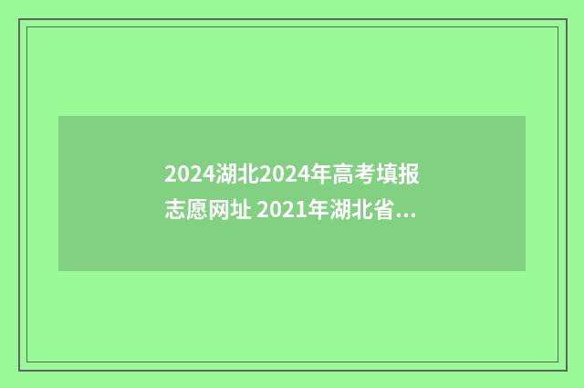 2024湖北2024年高考填报志愿网址 2021年湖北省高考时间确定