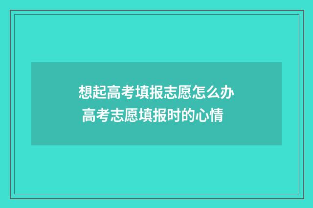想起高考填报志愿怎么办 高考志愿填报时的心情
