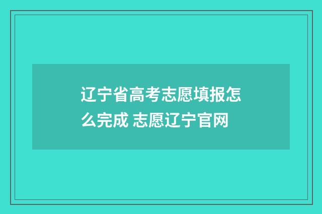 辽宁省高考志愿填报怎么完成 志愿辽宁官网