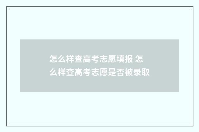 怎么样查高考志愿填报 怎么样查高考志愿是否被录取