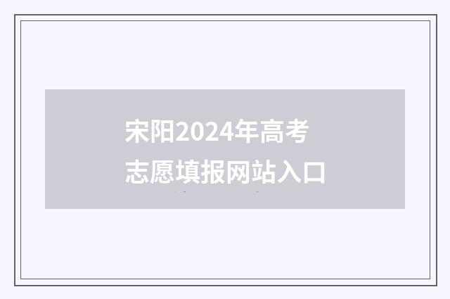 宋阳2024年高考志愿填报网站入口