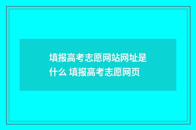 填报高考志愿网站网址是什么 填报高考志愿网页