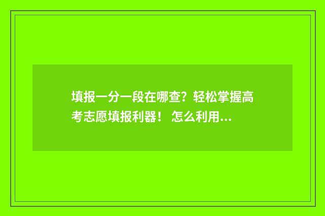填报一分一段在哪查？轻松掌握高考志愿填报利器！ 怎么利用一分一段表报考学校