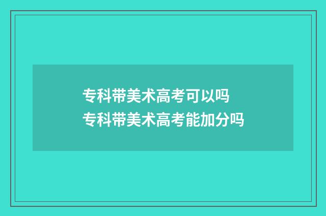 专科带美术高考可以吗 专科带美术高考能加分吗