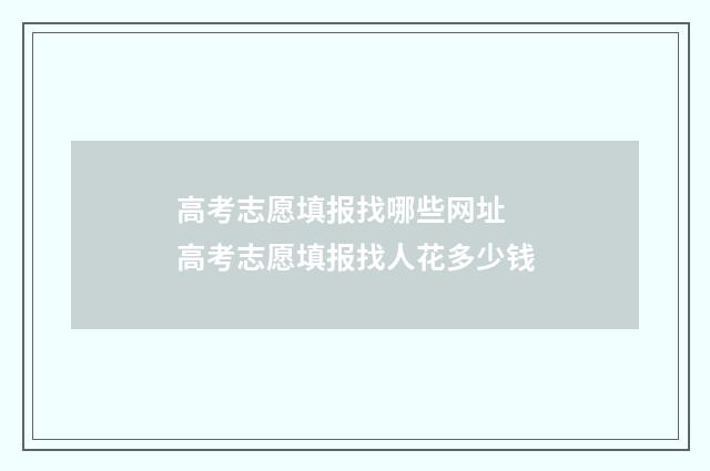 高考志愿填报找哪些网址 高考志愿填报找人花多少钱