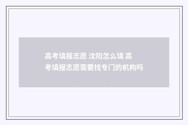 高考填报志愿 沈阳怎么填 高考填报志愿需要找专门的机构吗