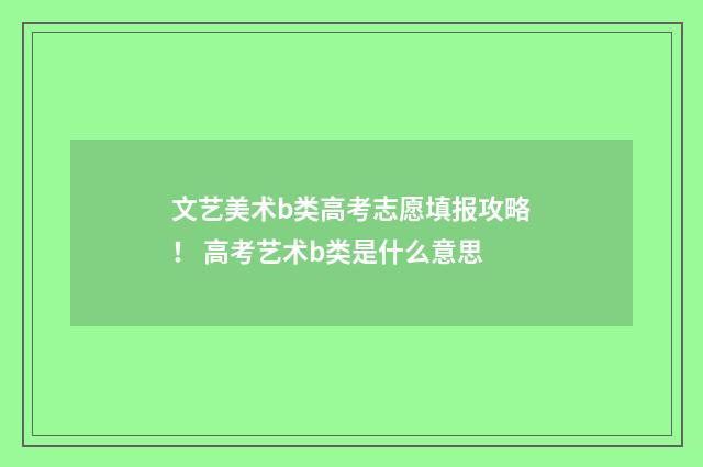 文艺美术b类高考志愿填报攻略！ 高考艺术b类是什么意思