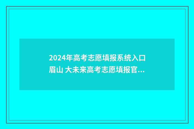 2024年高考志愿填报系统入口眉山 大未来高考志愿填报官网