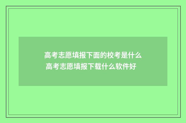 高考志愿填报下面的校考是什么 高考志愿填报下载什么软件好