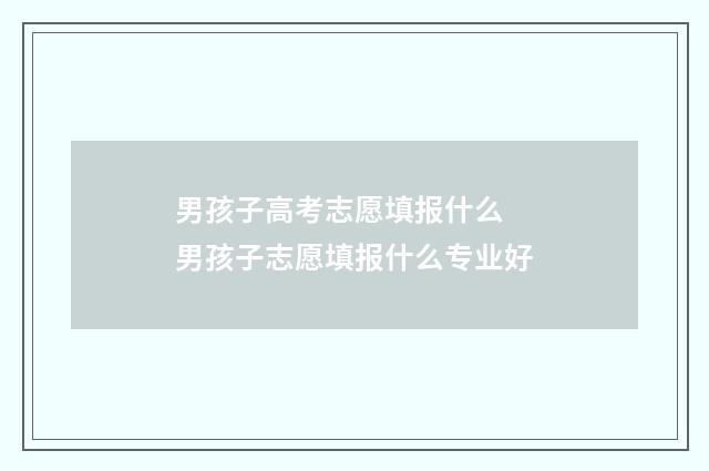男孩子高考志愿填报什么 男孩子志愿填报什么专业好