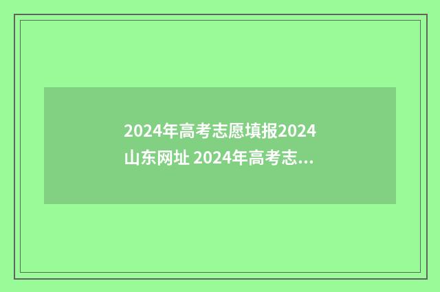 2024年高考志愿填报2024山东网址 2024年高考志愿填报指南电子版