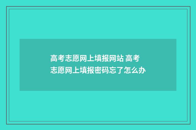 高考志愿网上填报网站 高考志愿网上填报密码忘了怎么办