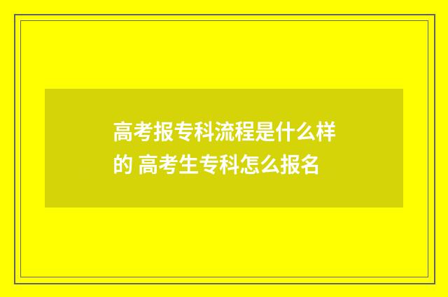 高考报专科流程是什么样的 高考生专科怎么报名