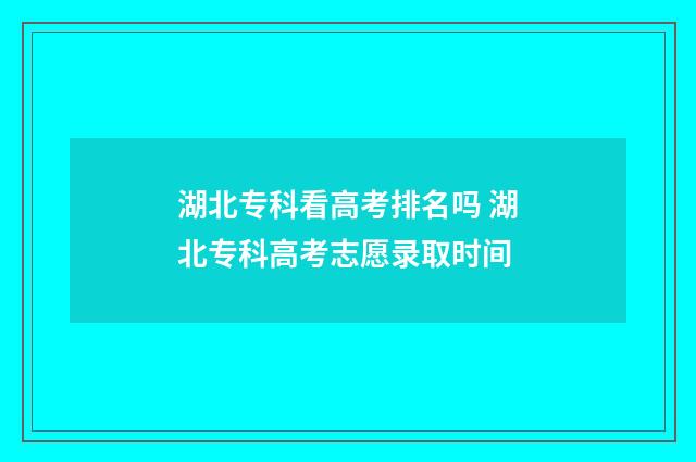 湖北专科看高考排名吗 湖北专科高考志愿录取时间