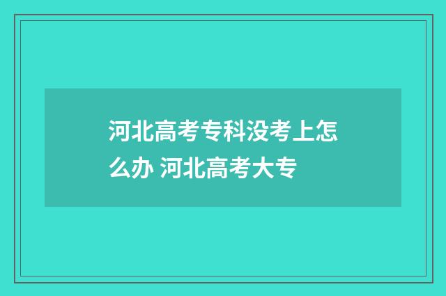 河北高考专科没考上怎么办 河北高考大专