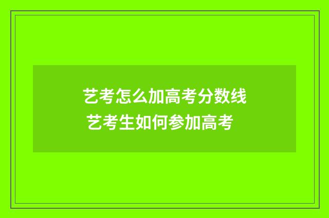 艺考怎么加高考分数线 艺考生如何参加高考