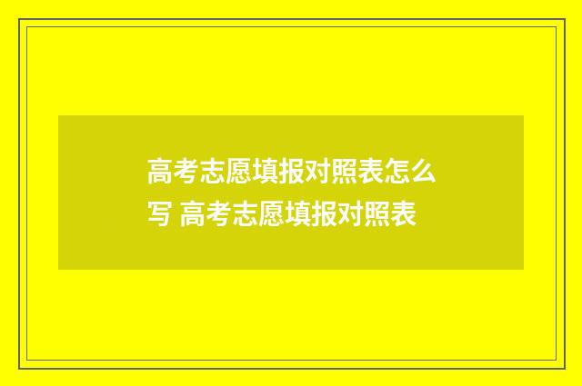 高考志愿填报对照表怎么写 高考志愿填报对照表