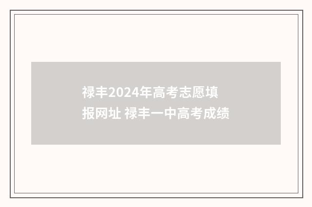 禄丰2024年高考志愿填报网址 禄丰一中高考成绩