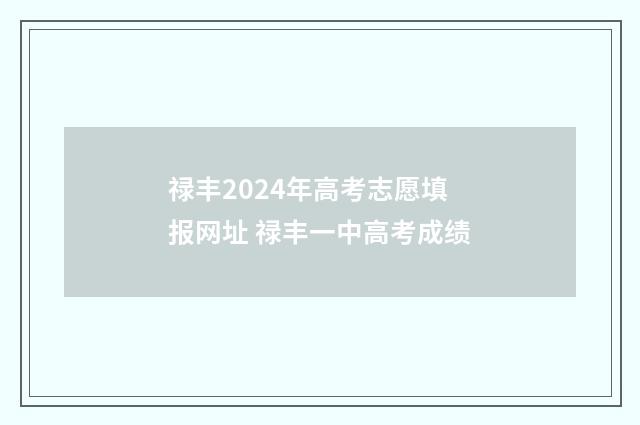 禄丰2024年高考志愿填报网址 禄丰一中高考成绩
