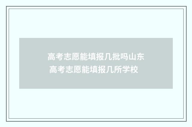 高考志愿能填报几批吗山东 高考志愿能填报几所学校