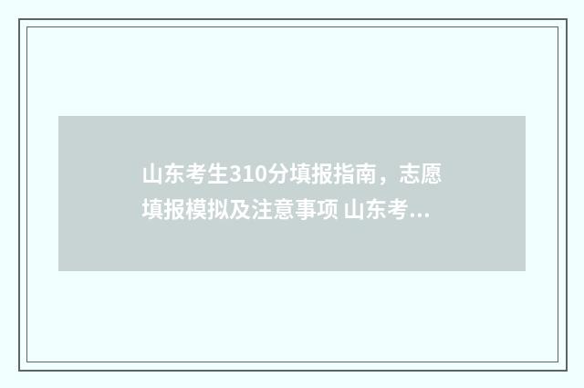 山东考生310分填报指南，志愿填报模拟及注意事项 山东考生310分填什么专业