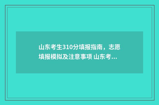 山东考生310分填报指南，志愿填报模拟及注意事项 山东考生310分填什么专业