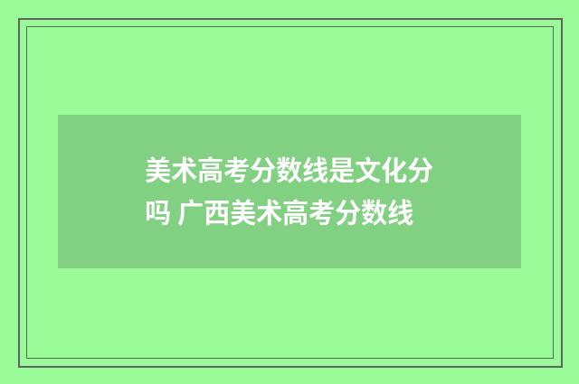 美术高考分数线是文化分吗 广西美术高考分数线