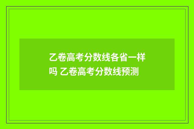 乙卷高考分数线各省一样吗 乙卷高考分数线预测