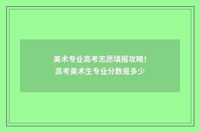 美术专业高考志愿填报攻略！ 高考美术生专业分数是多少